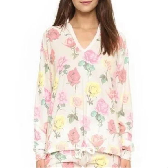 Wildfox Bright Roses Hoodie Pullover Shirt - Picture 2 of 5